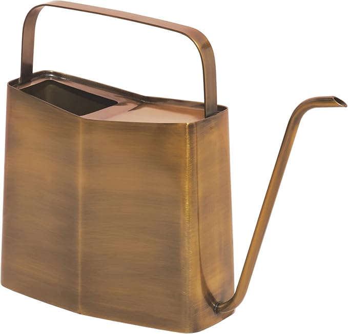 Modern Sprout Brass Finish Plant Watering Can - 3L Capacity - Long Spout Stainless Steel Vessel for Outdoor & Indoor Plants - Rust Resistant - Garden Accessory for Houseplants & Decorative Use