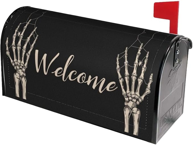 Halloween Skull Mailbox Covers Magnetic Letterbox Covers 21x18 Inch for Garden Outdoor Decoration