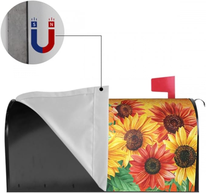 Giwawa Sunflower Mailbox Cover Autumn Mail Box Covers Fall Mailbox Covers Magnetic Standard Size 18 x 21 Thanksgiving Decorations Outdoor Welcome Mailbox Wrap