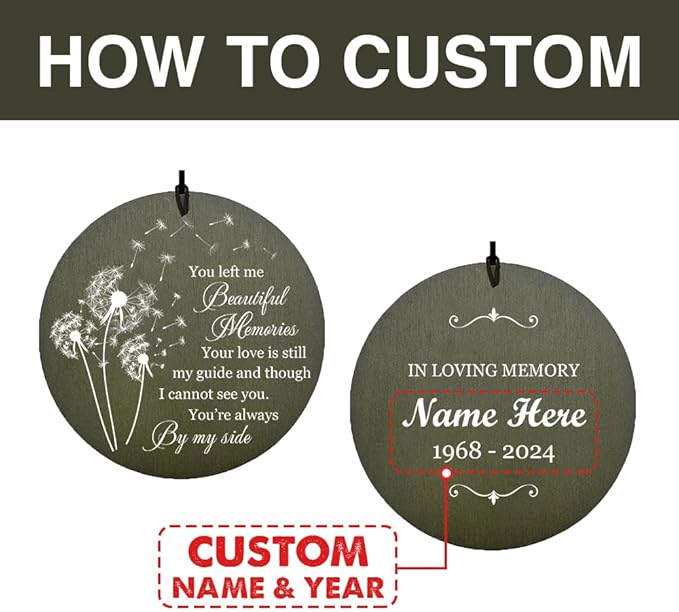 Personalized Sympathy Wind Chimes, Memorial Wind Chime, Wind Chimes for Loss of Loved Father/Mother/Lover, Commemorative Sympathy Bereavement Gifts for Condolences/Funeral, Product in USA