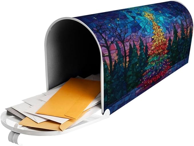 Christmas Trees Mailbox Covers Magnetic Letterbox Covers 21x18 Inch for Garden Outdoor Decoration