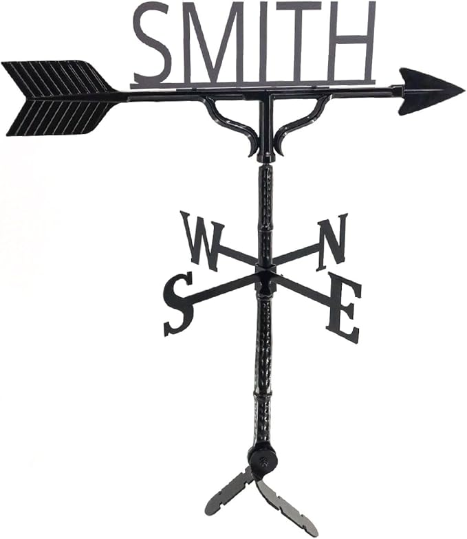 Montague Metal Products - Custom Name Weathervane - 13 Ornament Colors Available - Roof Mount Included - Metal Wind Vane - Made in The USA