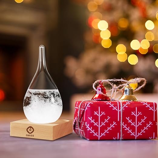 Storm Glass Weather Predictor,Christmas Snow Globe Storm Glass Barometer Weather Predictor, Home and Office Decorative Glass Bottles, Christmas Unique Gifts for Her
