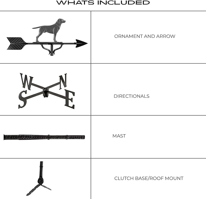 Montague Metal Products 32-Inch Weathervane with Swedish Iron Retriever Ornament