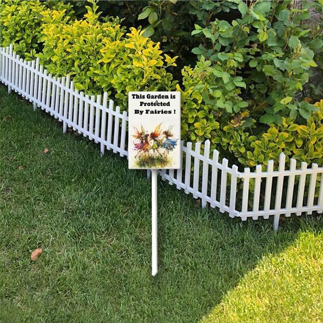 Uptell This Garden is Protected By Fairies Yard Signs with Stakes Aluminum Sign for House/Front Door Outdoor Decoration,Weather Resistant 8x12 Inch