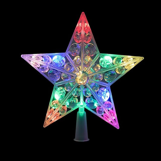 Alpine Corporation 9" H Star Tree Topper with Multi-Color LED Lights, Christmas Decoration