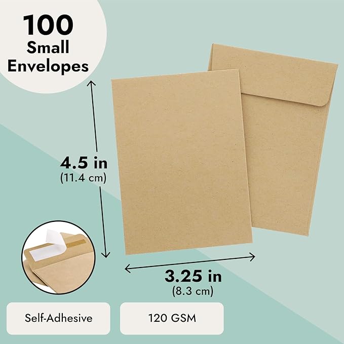Juvale Seed Packets - 4.5 x 3.25 In, Brown, 100 Pack - Blank Seed Packets for Coins & Mini Parts Storage, DIY Craft Use