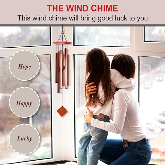 39" Deep Tone Large Wind Chimes for Outside Clearance, Memorial Sympathy Wind Chimes Outdoor for Porch Garden Yard Decor Patio,Sympathy Gifts for Loss of Loved One,Rose Golden