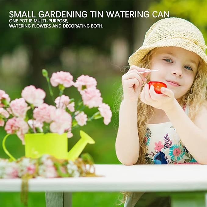 2Pcs Mini Sprinkler Bucket Kids Gardening Water Pot Metal Watering Can for Outdoor and Indoor House Plants, Dark Green/Light Green Cute Watering Can