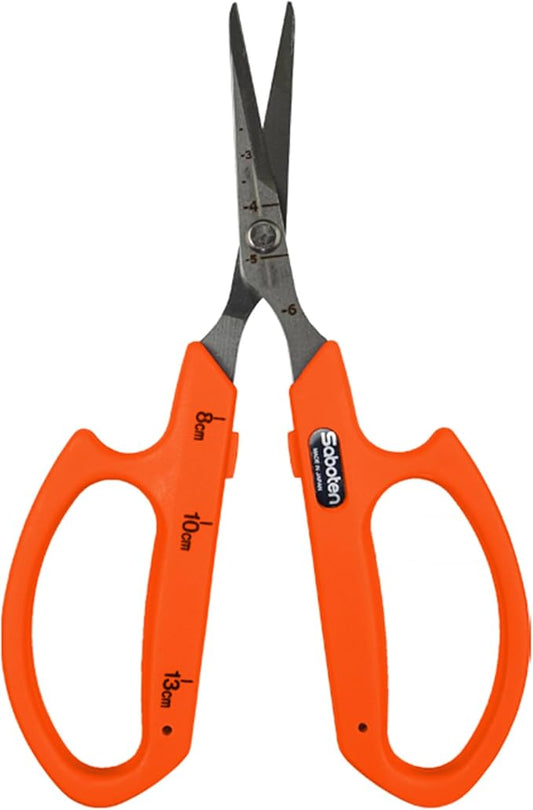 Saboten Stainless Steel Straight Blade Trimming Scissors Orange PT-12 160mm Precision Gardening Bonsai and Floral Shears Made in Japan