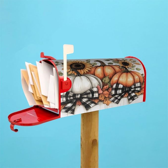 Mailbox Covers Pumpkin Sunflower Fall Thanksgiving Pumpkin Sunflower Fall Thanksgiving Magnetic Letter Post Box Cover Standard Size 21 x 18 Inch Garden Yard Home Decorative