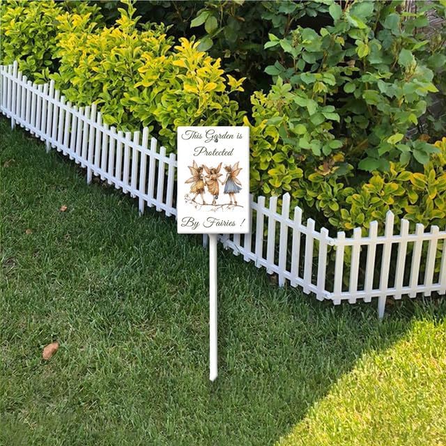Uptell This Garden is Protected By Fairies Yard Signs with Stakes Aluminum Sign for House/Front Door Outdoor Decoration,Weather Resistant 8x12 Inch