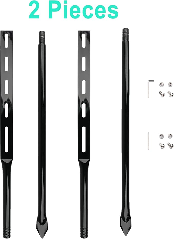 36 Inch Heavy Duty Metal Stakes for Yard Signs, Black, 2 Pack with Hardware, Outdoor Lawn Parking Event Ground Stakes