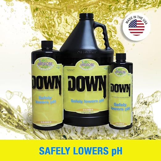 Microbe Life Hydroponics pH Down pH Control Liquid, Premium Buffering for pH Stability, Decreases pH Levels, Use with Any Feeding Systems Including Hydroponics or Soil, 16 Ounces