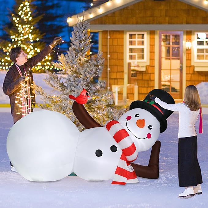 Vipush 9.8 FT Christmas Inflatable Decorations Snowman Christmas Decorations Outdoor Inflatable with LED Light, Outdoor Holiday Decor Blow Up Yard Decor