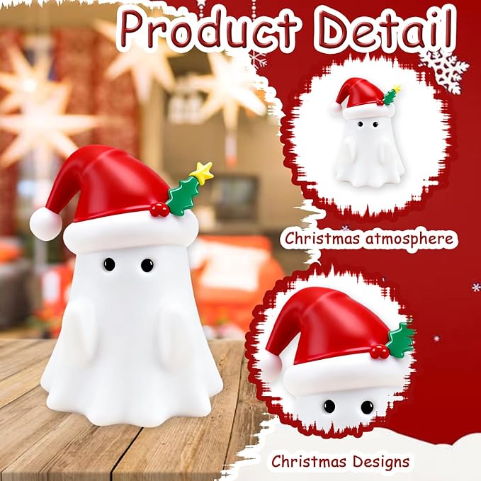 Christmas Ghost Figurine, Funny Pen Holder Ghost Statue, Cute Decor for Christmas Decorations Desk Indoor and Porch Spooky Home Decor