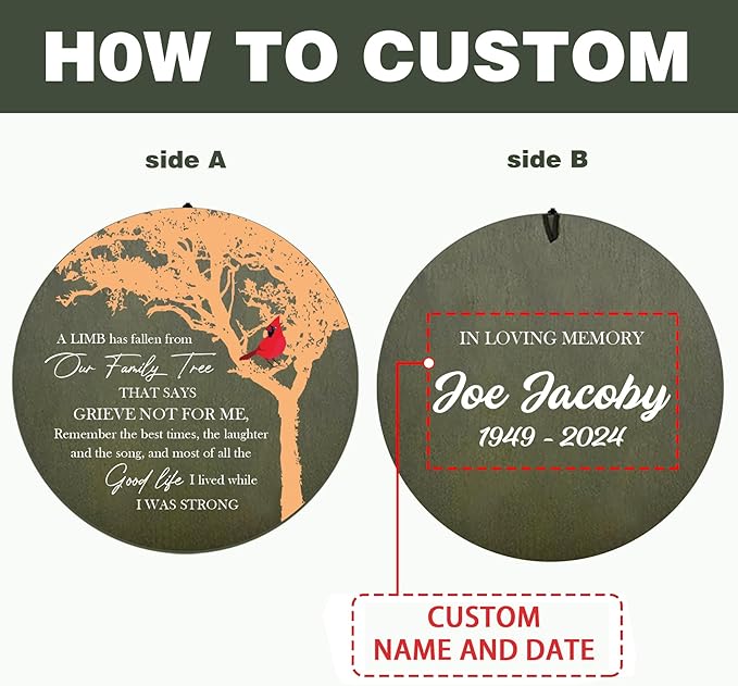 ASTARIN Wind Chimes Outdoor for The Loss of Mom Dad, Personalized Customized WindChimes for Loss of Loved One, Memorial Wind Chime as Sympathy Gift, Home Garden Patio Décor, 36''(Produced in USA)