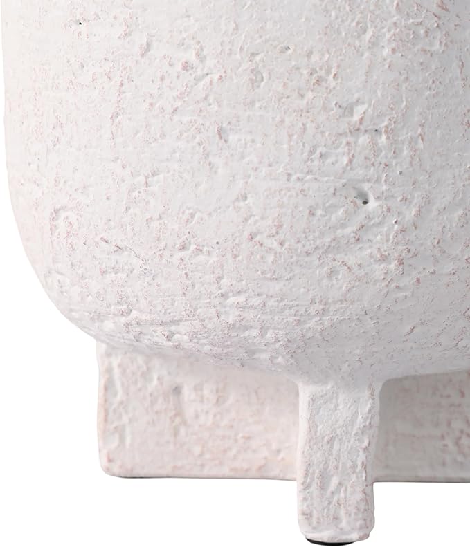 Decorative Ceramic Flower Pots for Home Decor – Planters with Textured Finish for Indoor and Outdoor Plants – Modern Pedestal Plant Pots for Garden, Patio, or Room Decor; Set of 2 – 8", 6" White