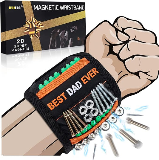 Father's Day Gifts for Dad from Daughter Son, Magnetic Wristband Tool Belt for Holding Screws, Cool Gadgets Birthday Gift Christmas Stocking Stuffers for Men Him Husband Handyman - Best Dad Ever Gifts