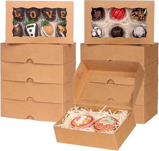 ROSPAKTEK 50pcs Brown Bakery Boxes 7x4.3x2 In - Perfect for Treats, Charcuterie & Festive Gifting (3 Major Holidays)
