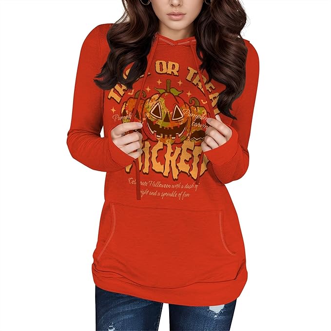 Halloween Womens Pullover Sweatshirts Trendy Drawstring Fall Sweatshirt Halloween Best Gift For Wife And Daughter