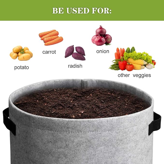 5-Pack Colorful 10 Gallon Potato Grow Bags, Upgraded Heavy Duty Potato Grow Bags with Flap and Plant Growth Record Card, Garden Pots, Fabric Plant Pots for Potatoes, Tomato, Vegetables