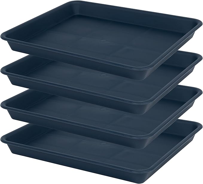 Rectangle Plant Tray, Plant Drip Tray, Plant Pot Saucers, Plant Germination Trays, Plant Saucers, 14.5'' x 11'' x 1.5'' (4 pack), Blue