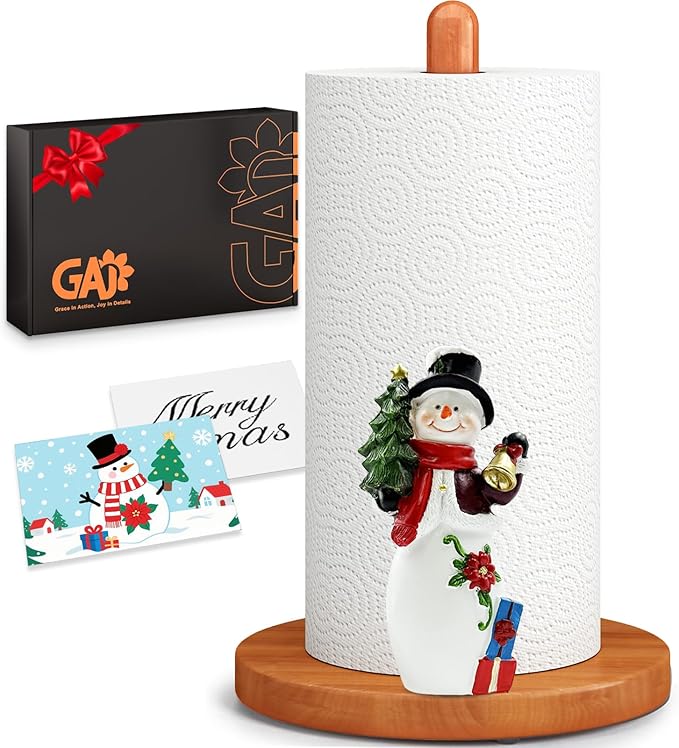 Christmas Kitchen & Bathroom Decor, 3D Christmas Decorations for Home Indoor, Snowman Winter Xmas Paper Towel Holder Stand Accessories, Xmas Gift for Women, Housewarming Gifts New Home