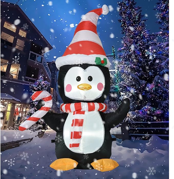 Lvydec Lighted Inflatable Penguin Christmas Outdoor Decoration Clearance - 4ft Blow Up Penguin with Built-in LED Lights for Christmas Holiday Yard Decoration