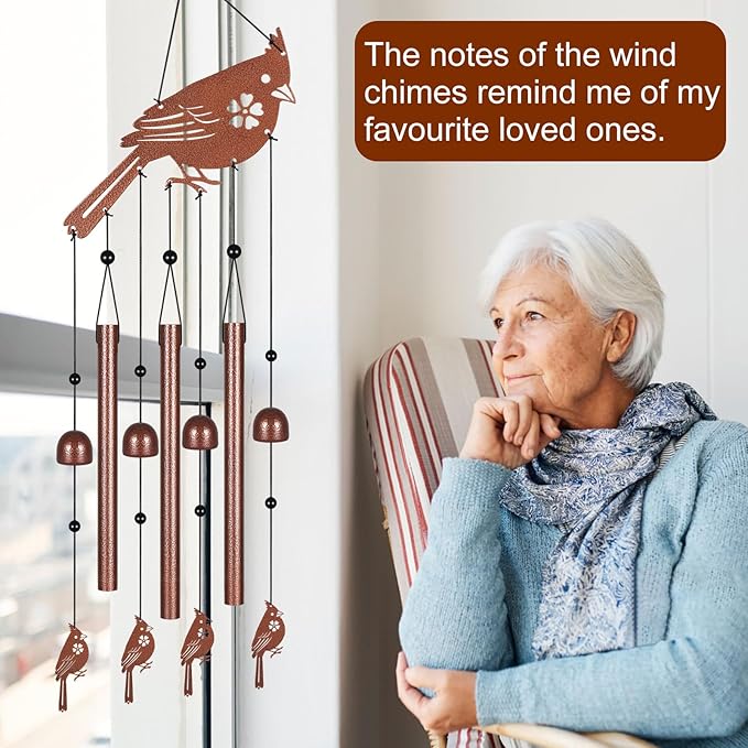 Metals Cardinal Wind Chimes for Outside to Create a Zen Atmosphere Suitable for Outdoor Garden Patio Home Decor,Melodious Melodic Tones Wind Chimes Suitable as A Birthday Gift for Women Mom