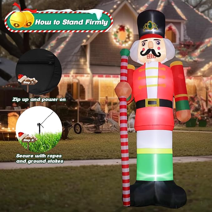 Taman 11.8 FT Christmas Inflatable Decorations, Large Nutcracker Propeller Built-in Bright LED Light Blow Up for Yard, Garden,Lawn Outdoor Holiday Yard Decorations