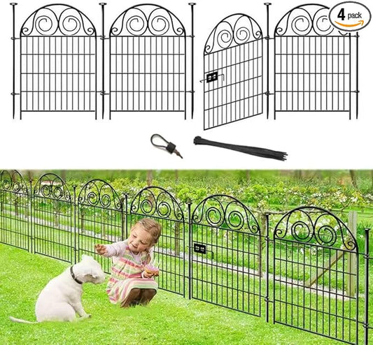 Garden Fencing 36 Inch High, 4 Panels Total Length 8.8 Ft Dog Fences Outdoor for Yard, Dog Digging Fence Barrier, Reusable Defense Fence for Yard│Patented
