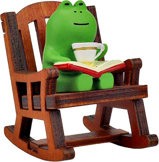 Miniature Frog Figurines - Funny Frog Sculpture for Shelf, Desk Decoration - Frog Desk Accessories - Perfect Cute Frog Gift for Frog Lovers（Rocking Chair）