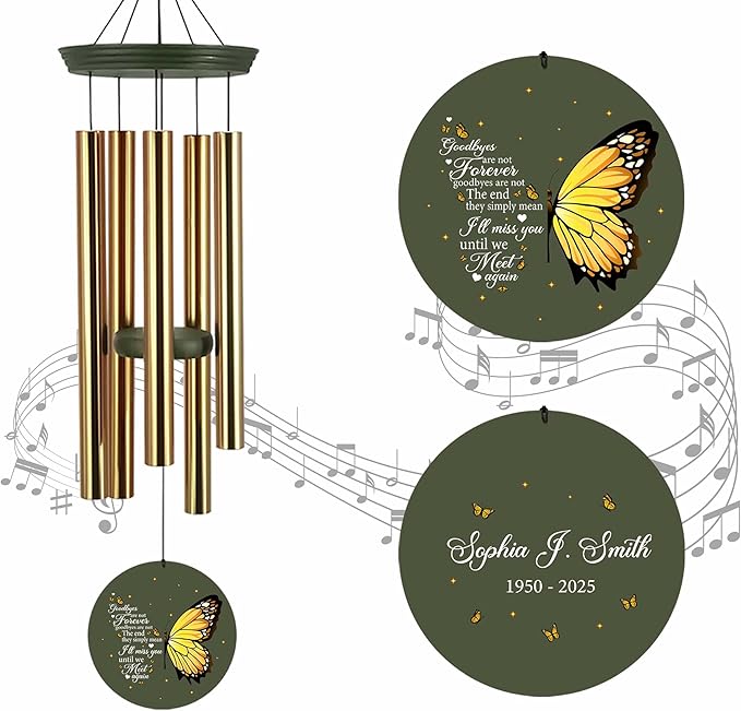 ASTARIN Sympathy Wind Chimes for Loss of Loved Ones Dad Mom, Memorial Wind Chimes Customizable, in Memory of Mother/Father, Remembrance Gifts(Produced in USA)
