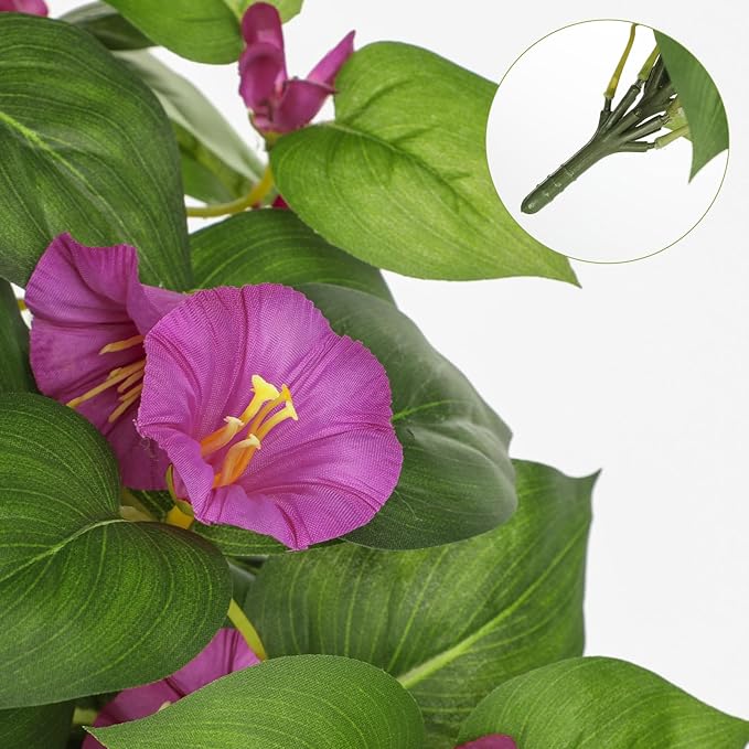 Briful Fake Hanging Flowers 2 Pack 25.6" Artificial Petunias Silk Floral Bush Faux Hanging Plants Outdoor Fake Flowers for Home Office Patio Garden Balcony Decoration(Pink)