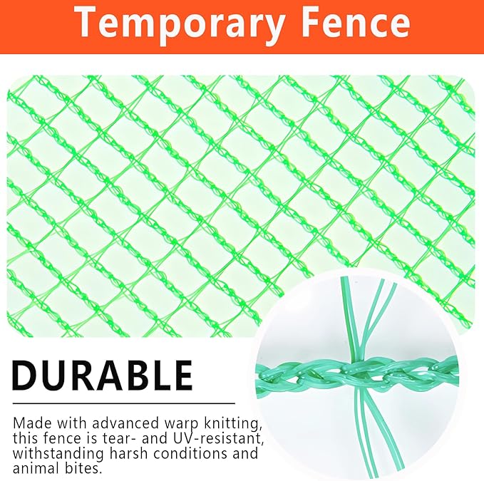 4'x100' Temporary Fence, Garden Fencing Plastic Mesh Fence, Safety Fence, Snow Fence, Construction Fence, Animal Barrier for Dog, Deer, Chicken, Poultry, Deer, Rabbit, Green