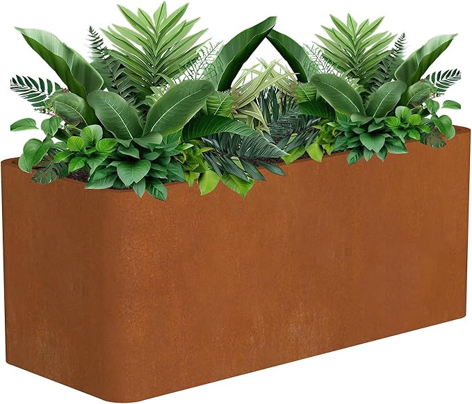 Corten Steel Planter Box 36" L x 15" W x 15" H,Large Rectangular Planter for Outdoor,Heavy Duty Modern Flower Plant Pot for Porch/Patio/Garden