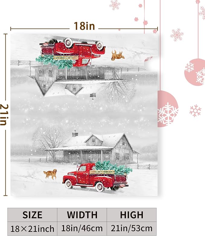 Winter Mailbox Cover Red Truck Snowflake Mailbox Wrap with Magnetic Strip Christmas Dog Snowy Letter Post Box Cover Decoration Welcome Home Outdoor Standard Size 21" Lx 18" W