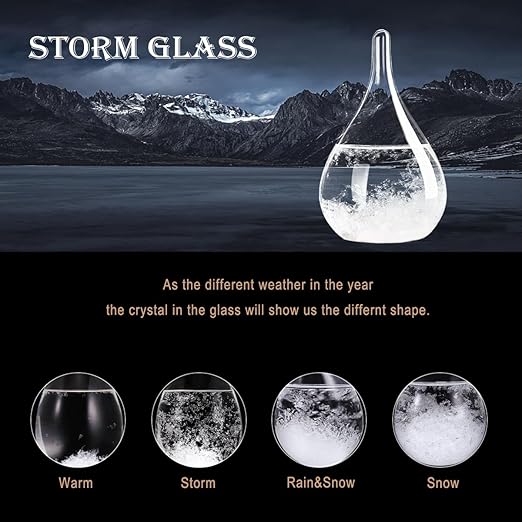 Storm Glass Weather Predictor,Christmas Unique Gifts, Christmas Snow Globe Barometer, Storm Glass Weather Station, Decorative Weather Predictor,Decorative Glass Bottles for Home and Office