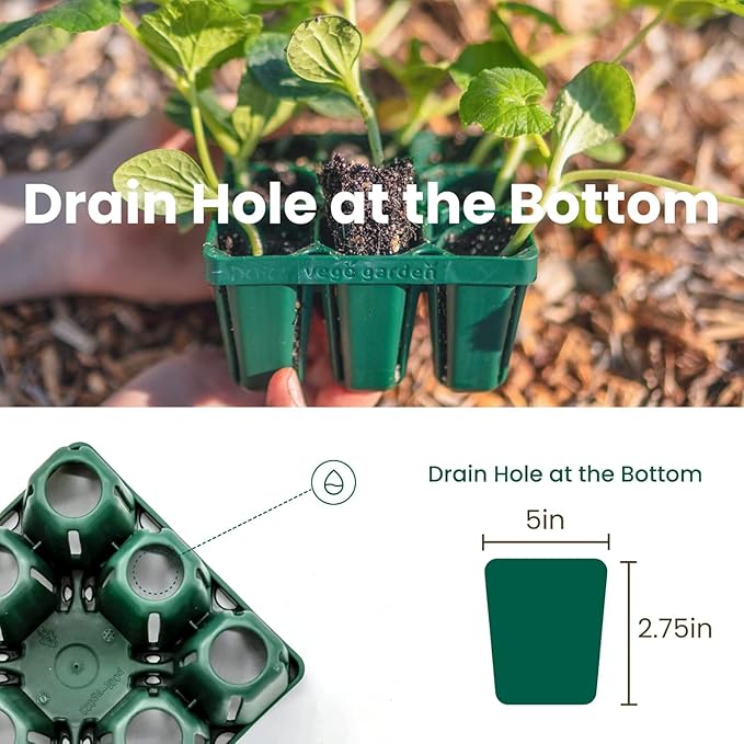 Vego garden Seedling Suite Products, 4 Pack Jumbo Seedling Trays and 4 Pack Standard Seedling Trays with 10" x 20" Bottom Watering Trays