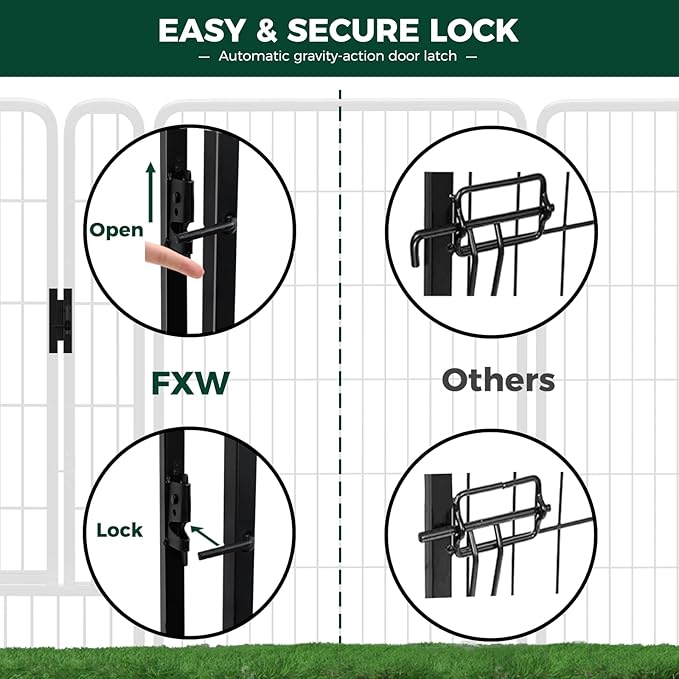FXW Rollick Unleashed Dog Playpen for Indoor, Yard, RV Camping, 40 inch 8 Panels for Medium and Large Dogs, Black│Patented