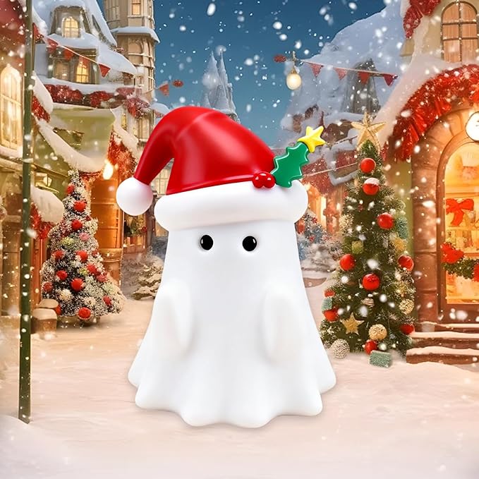 Christmas Ghost Figurine, Funny Pen Holder Ghost Statue, Cute Decor for Christmas Decorations Desk Indoor and Porch Spooky Home Decor
