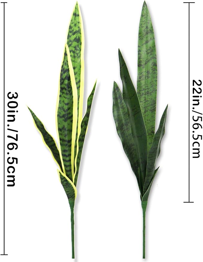 Bird Fiy Artificial Snake Plants 30" Faux Agave Fake Sansevieria Artificial Silk Plant for Home Garden Office Store Decoration 4 Pcs (Yellow)
