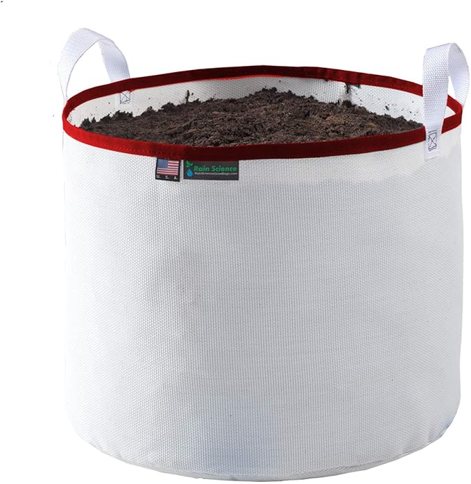 Grow Bag 7 Gallon, Planting Pots - Colorful Plant Grow Bags Pots Gardening Vegetable - Air Pruning Mesh Fabric Plant Container - (White/Red)
