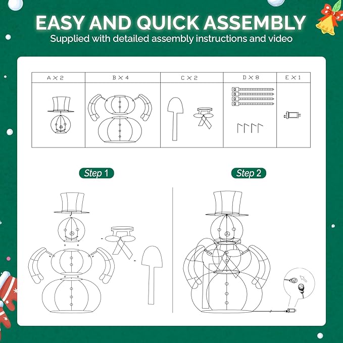 VINGLI 3FT Lighted Snowman Christmas Decorations Outdoor Indoor, Prelit LED Outdoor Christmas Yard Snowman Decor for Lawn Garden Patio Pathway Front Porch Home Holiday Winter Xmas Party Display