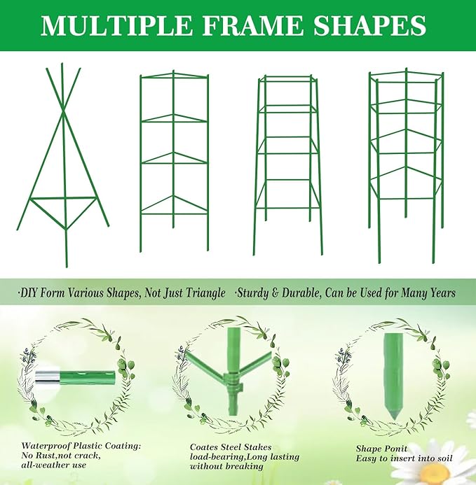 4Pack Tomato Cages Plant Cages 4ft Multifunctional Tomato Support Garden Trellis Tomato Stakes Cucumber Trellis for Vertical Climbing Plants Vegetable Flowers