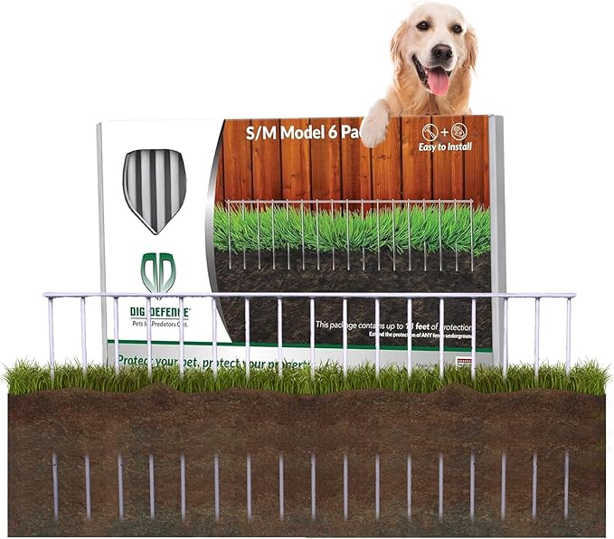 Dig Defence Original Animal Barrier Fence - Small/Medium Decorative Garden Fence, Outdoor No Dig Fence for Dogs and Rabbits, Yard and Patio - 32”(L) x 8”(H), 6 Pack