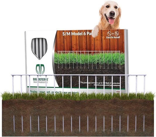 Dig Defence Original Animal Barrier Fence - Small/Medium Decorative Garden Fence, Outdoor No Dig Fence for Dogs and Rabbits, Yard and Patio - 32”(L) x 8”(H), 6 Pack