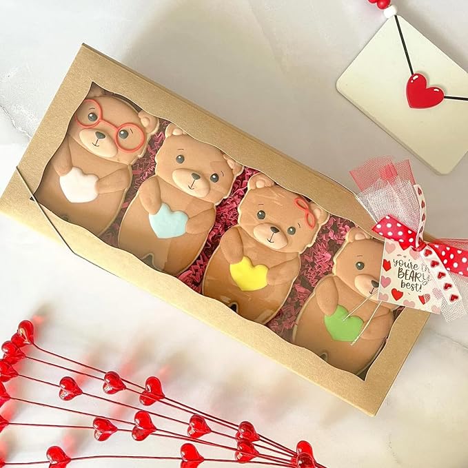 50pcs Brown Cookie Boxes 12x5x1.5 Inch Bakery Boxes with Window Treat Box Chocolate Strawberries Box for Wedding Favors Party Birthday Favors