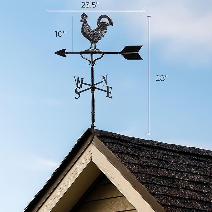 Montague Metal Products 32-Inch Weathervane with Swedish Iron Rooster Ornament